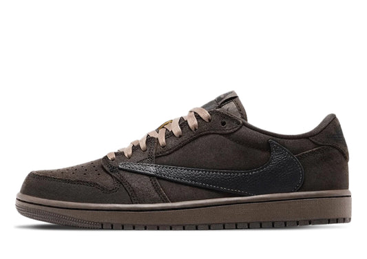 Brown sneaker with a prominent swoosh logo on a white background