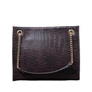 Croc Brown Faux Leather Tote Bag