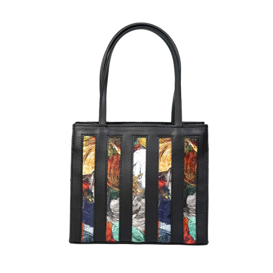 Emerland Black Handbag in Premium Faux Leather with Double Zip Closure