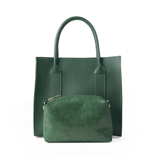 Frosty Green Faux Leather Handbag with Adjustable Strap