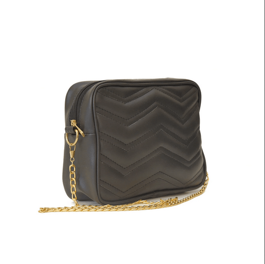 Nova Black Crossbody Bag in Premium Faux Leather with Full Zip Closure