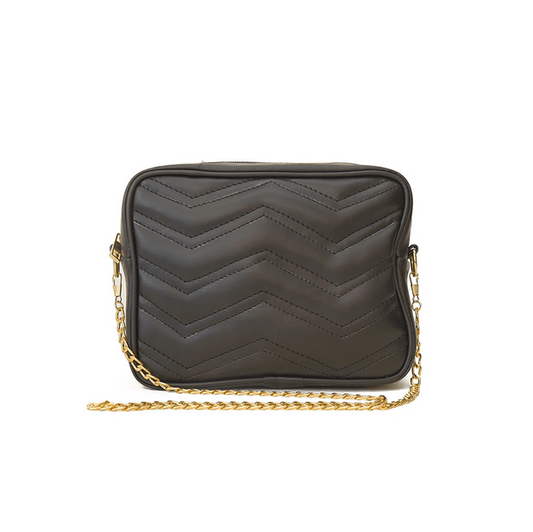 Nova Black Crossbody Bag in Premium Faux Leather with Full Zip Closure