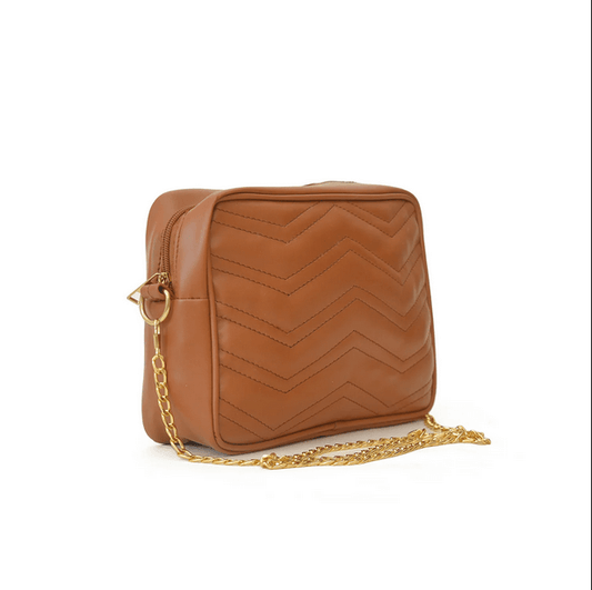 Nova Brown Crossbody Bag in High-Quality Faux Leather with Secure Zip Closure