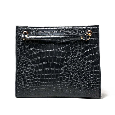 Croc Black Faux Leather Tote Bag