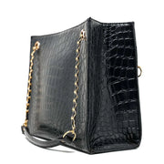 Croc Black Faux Leather Tote Bag