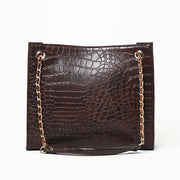 Croc Brown Faux Leather Tote Bag