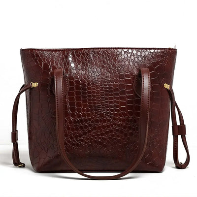 Croc Criss Maroon Faux Leather Tote Bag