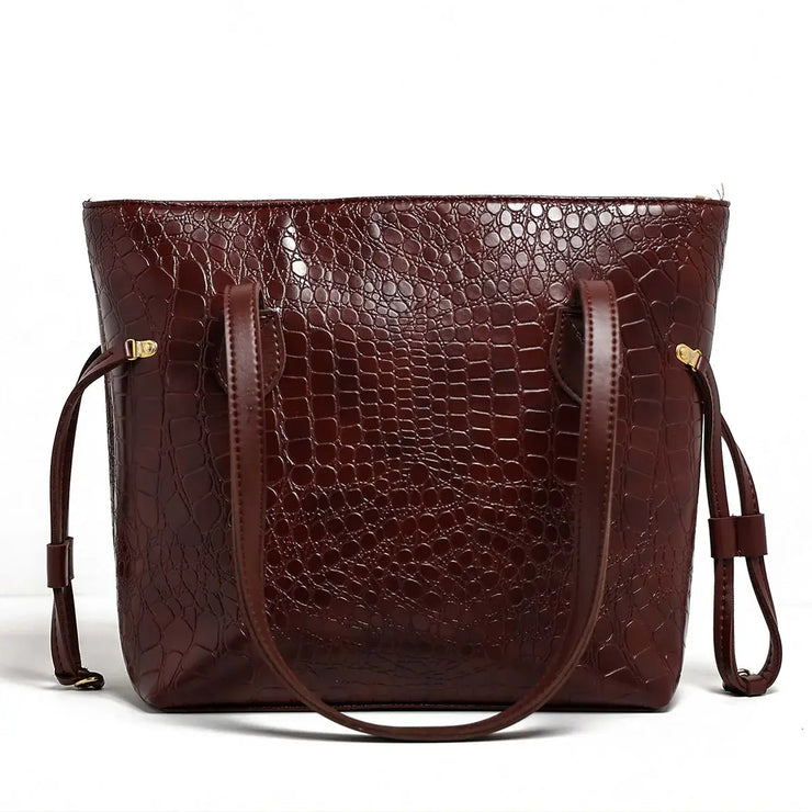 Croc Criss Maroon Faux Leather Tote Bag