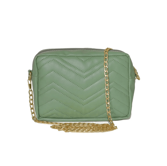 Nova Green Crossbody Bag in Premium Faux Leather with Full Zip Closure
