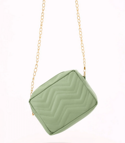 Nova Green Crossbody Bag in Premium Faux Leather with Full Zip Closure