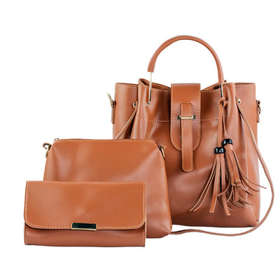 Luxe Tote Brown 3 Piece Handbag Set