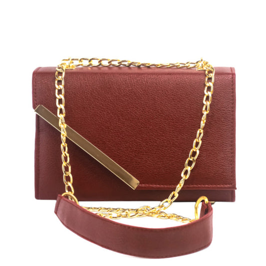 Luna Maroon Faux Leather Crossbody Bag