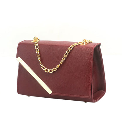 Luna Maroon Faux Leather Crossbody Bag