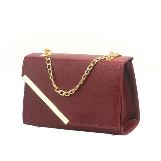 Luna Maroon Faux Leather Crossbody Bag
