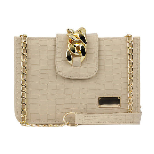 Modus Beige Crossbody Bag with Top Zip Closure and Adjustable Strap