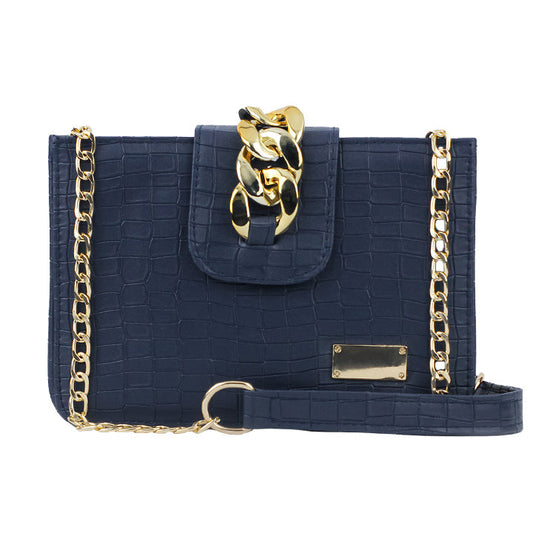Modus Blue Crossbody Bag with Full Zip Closure and Adjustable Long Strap
