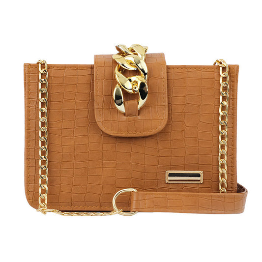 Modus Brown Crossbody Bag with Top Zip Closure and Adjustable Shoulder Strap