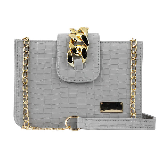 Modus Grey Crossbody Bag with Secure Zip Closure and Adjustable Long Strap