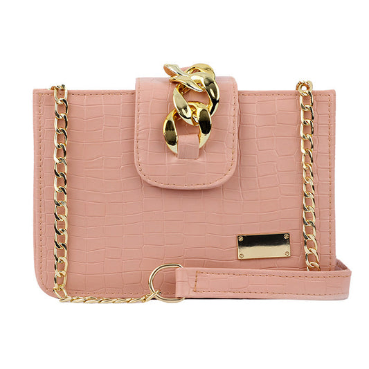 Modus Pink Crossbody Bag with Secure Zip Closure and Adjustable Long Strap