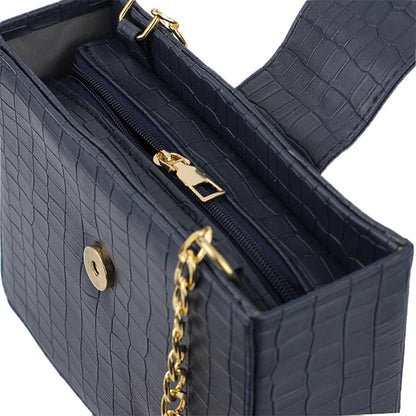 Modus Blue Crossbody Bag with Full Zip Closure and Adjustable Long Strap