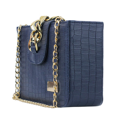 Modus Blue Crossbody Bag with Full Zip Closure and Adjustable Long Strap