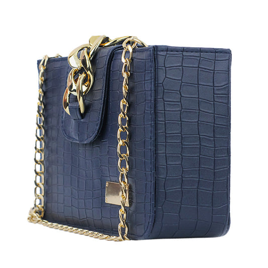Modus Blue Crossbody Bag with Full Zip Closure and Adjustable Long Strap