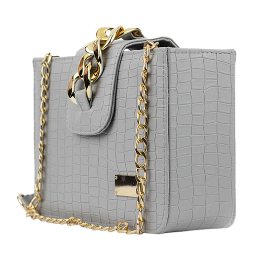 Modus Grey Crossbody Bag with Secure Zip Closure and Adjustable Long Strap