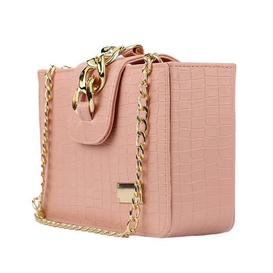 Modus Pink Crossbody Bag with Secure Zip Closure and Adjustable Long Strap