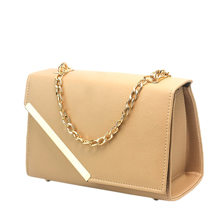 Luna Beige Faux Leather Crossbody Bag