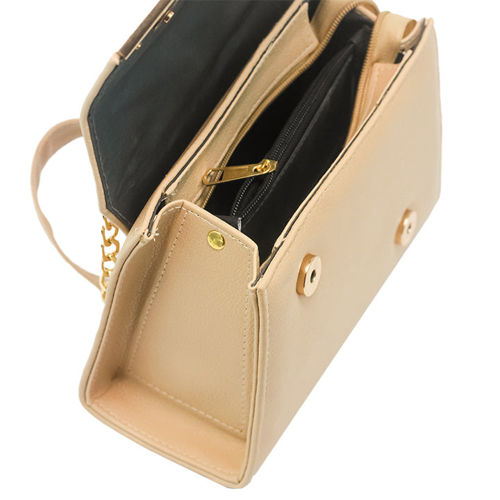 Luna Beige Faux Leather Crossbody Bag
