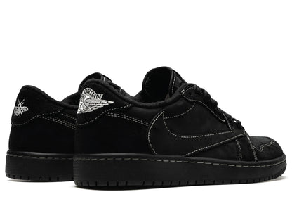 Black sneakers with brand logo on a white background