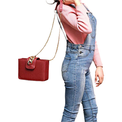 Modus Maroon Crossbody Bag with Full Zip Closure and Adjustable Strap