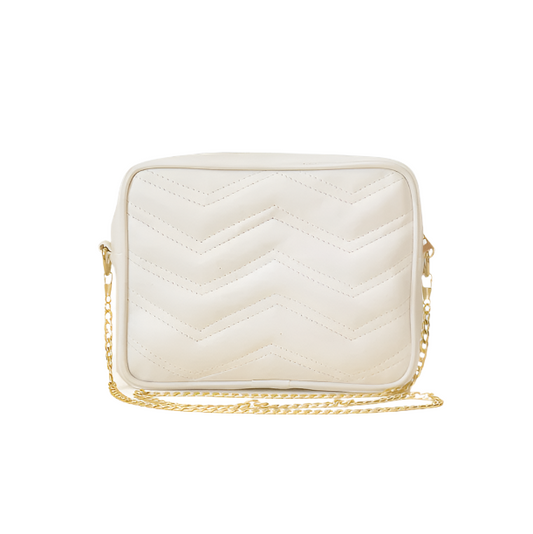 Nova White Crossbody Bag in High-Quality Faux Leather with Full Zip Closure