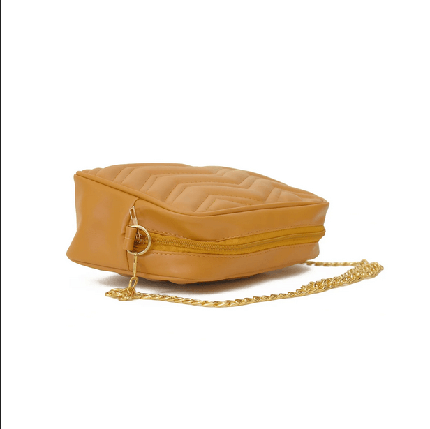 Nova Mustard Crossbody Bag in High-Quality Faux Leather with Secure Zip Closure