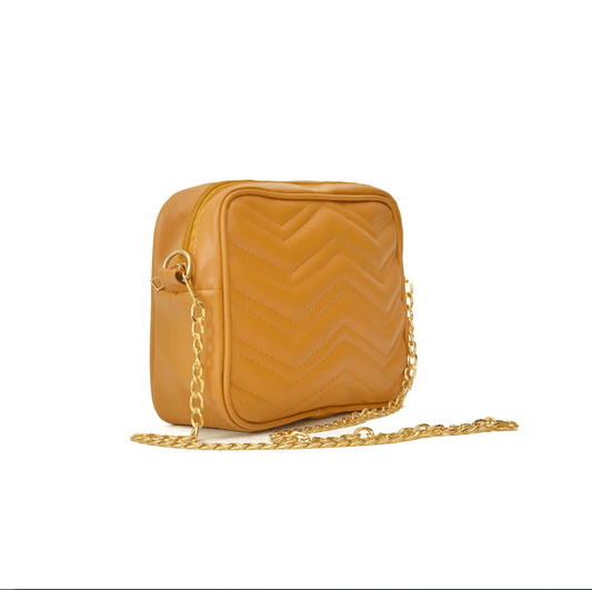 Nova Mustard Crossbody Bag in High-Quality Faux Leather with Secure Zip Closure