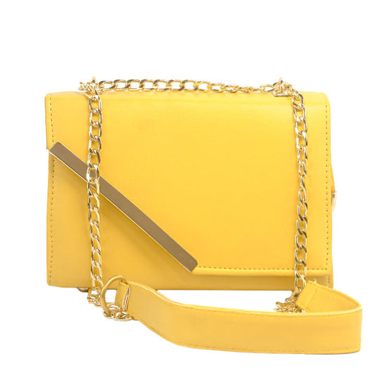 Luna Yellow Faux Leather Crossbody Bag