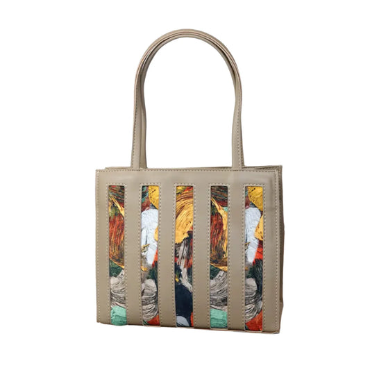 Emerland Beige Handbag in High-Quality Faux Leather with Double Zip Closure