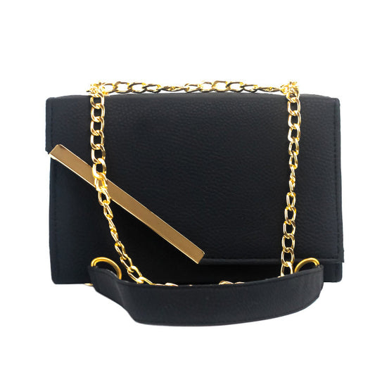 Luna Black Faux Leather Crossbody Bag