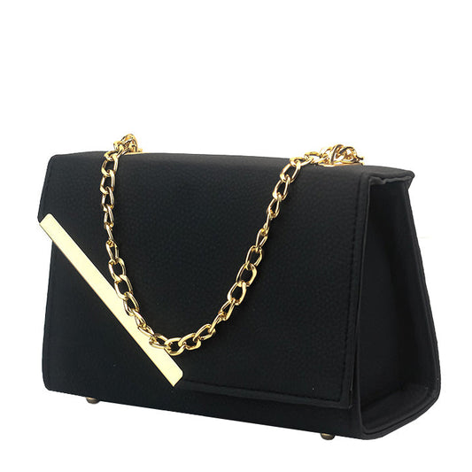 Luna Black Faux Leather Crossbody Bag