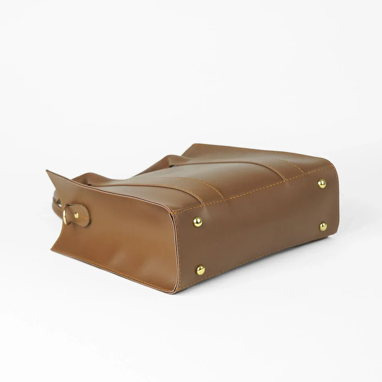 Frosty Brown Faux Leather Handbag with Adjustable Strap