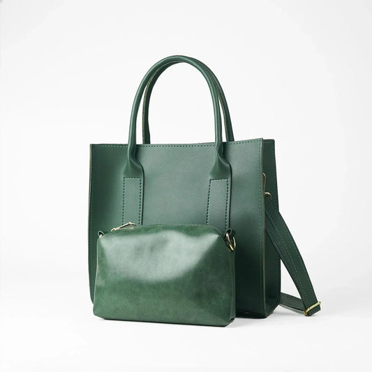 Frosty Green Faux Leather Handbag with Adjustable Strap