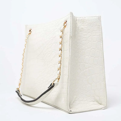 Croc White Faux Leather Tote Bag